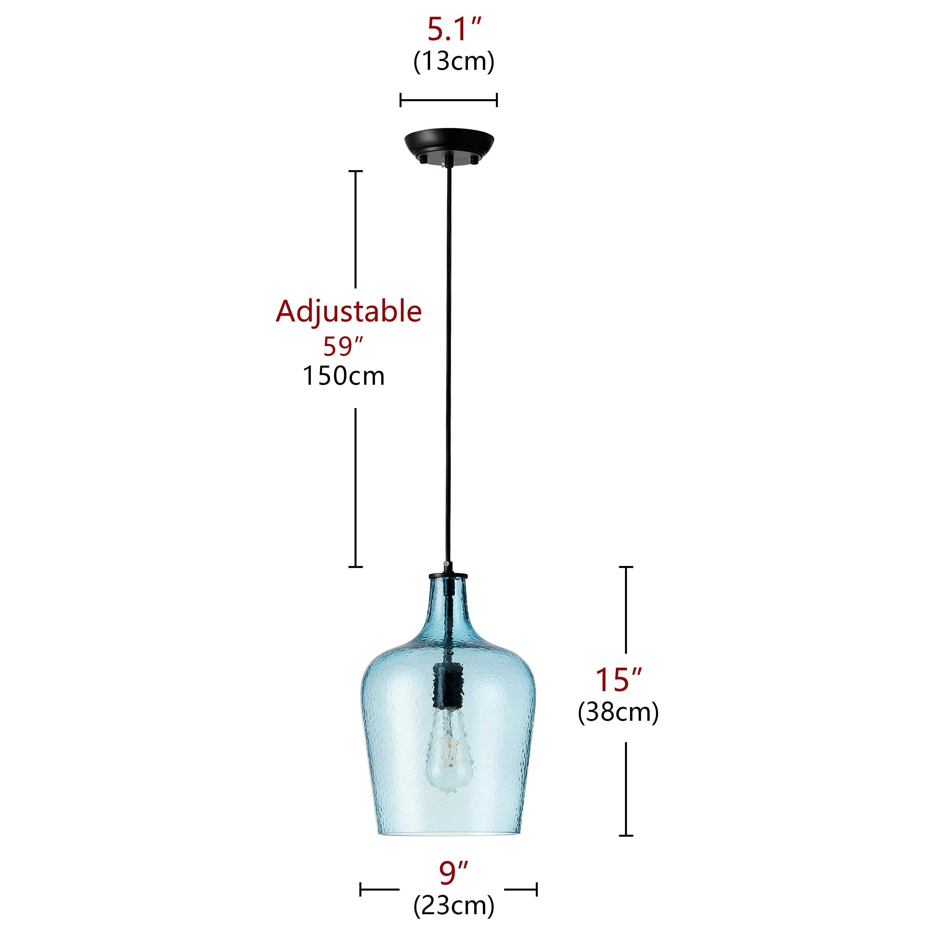 1-Light Cyan Glass Shade Pendant Lighting