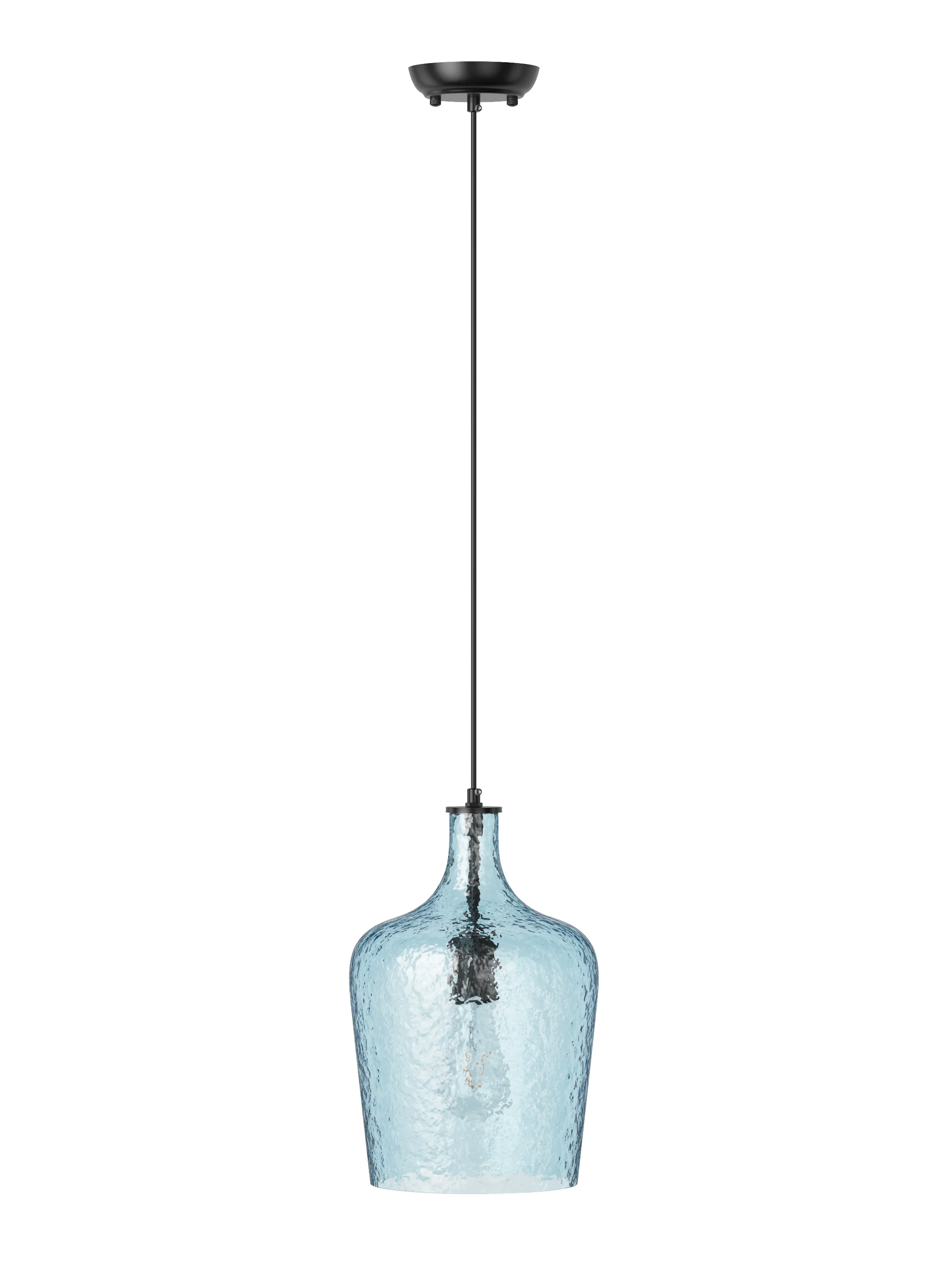 1-Light Cyan Glass Shade Pendant Lighting
