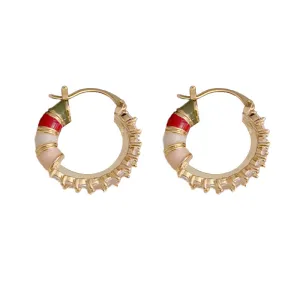 1 Pair Elegant Vintage Style Color Block Copper Hoop Earrings