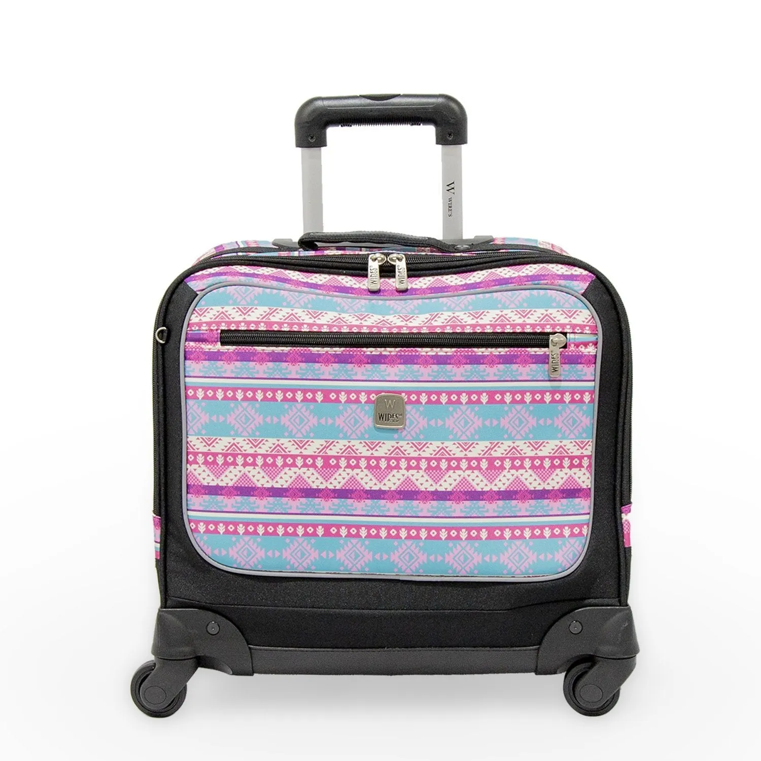 3 Pieces Set - 4 Wheels School Bag trolley with Lunch Bag   Pencil Case African Pink Design