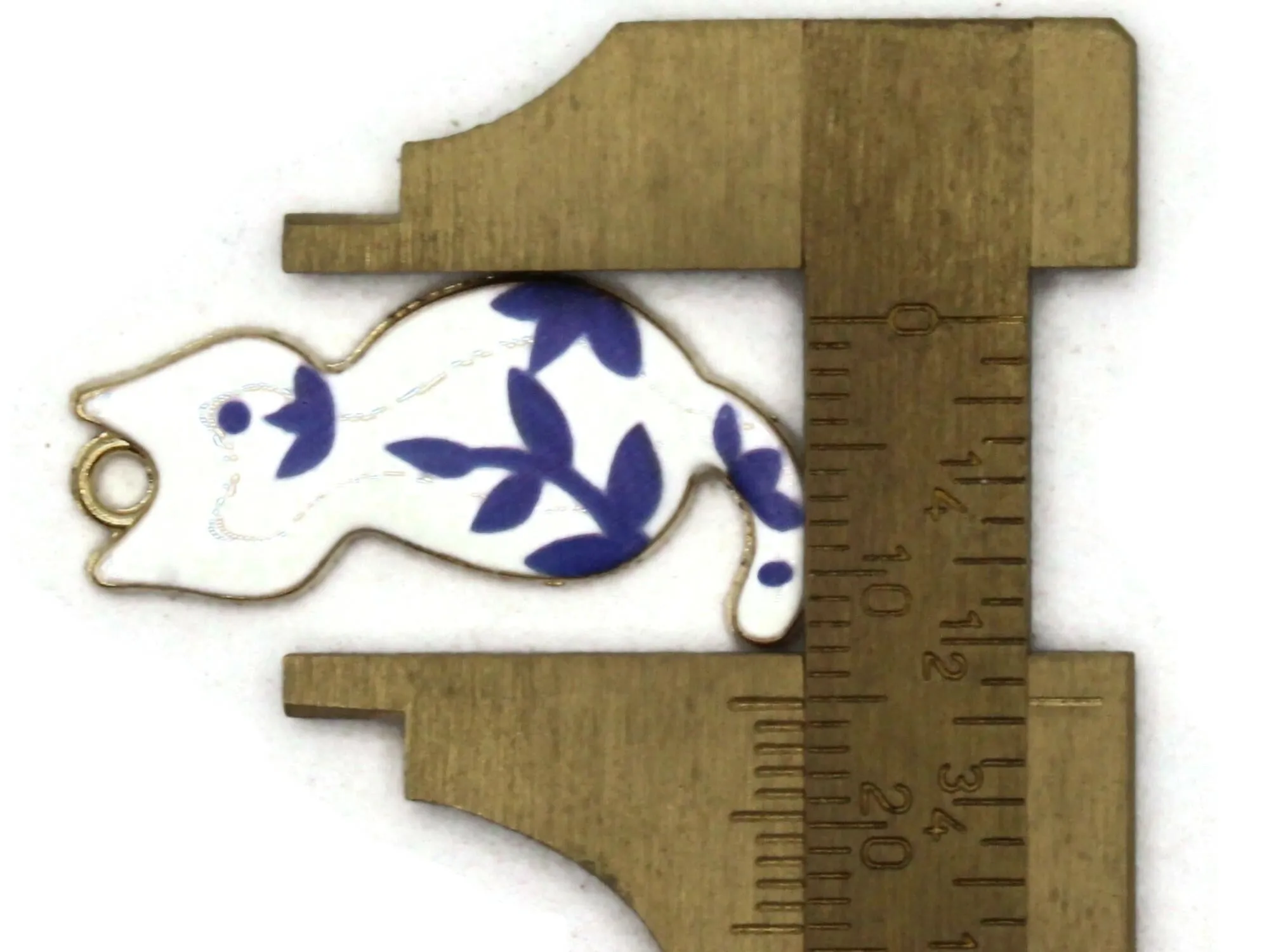 30mm Black Cat with Multicolor Flowers Enamel and Gold Tone Pendant
