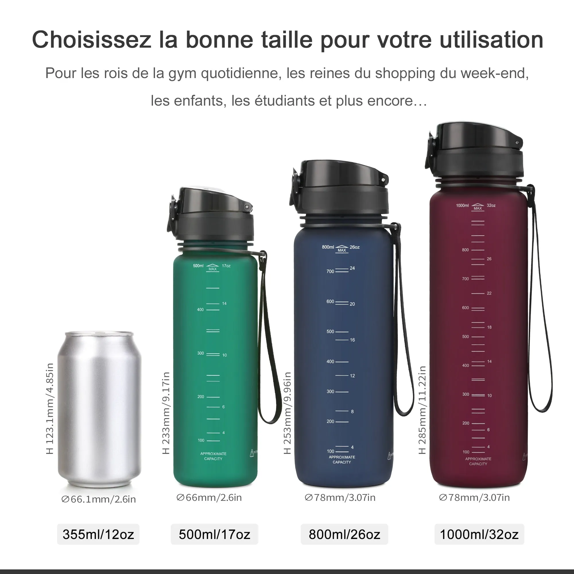 500/1000ML Sports Water Bottle - BPA Free