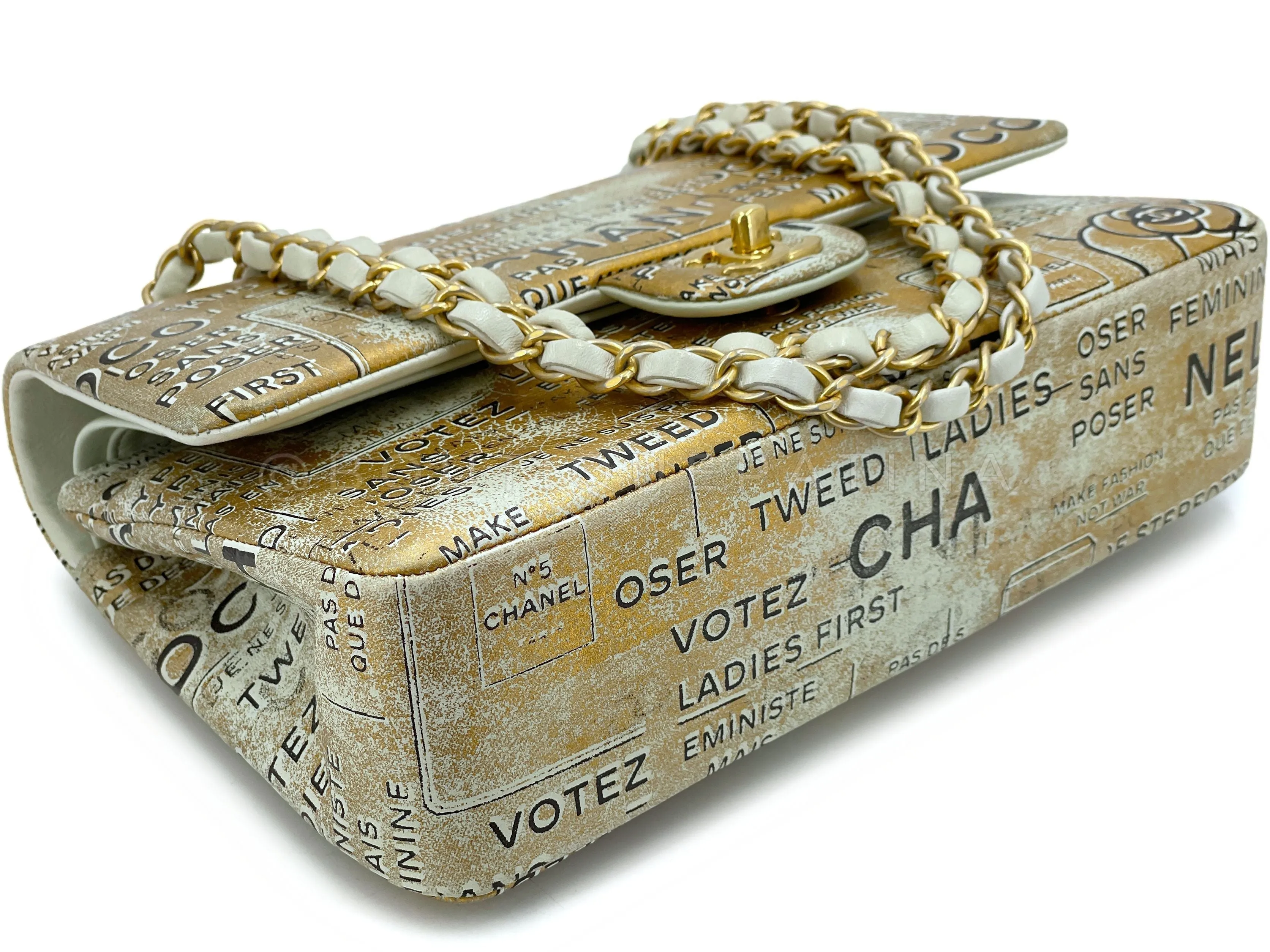 Chanel 2015 Graffiti Newspaper Medium Classic Double Flap Bag GHW Gold