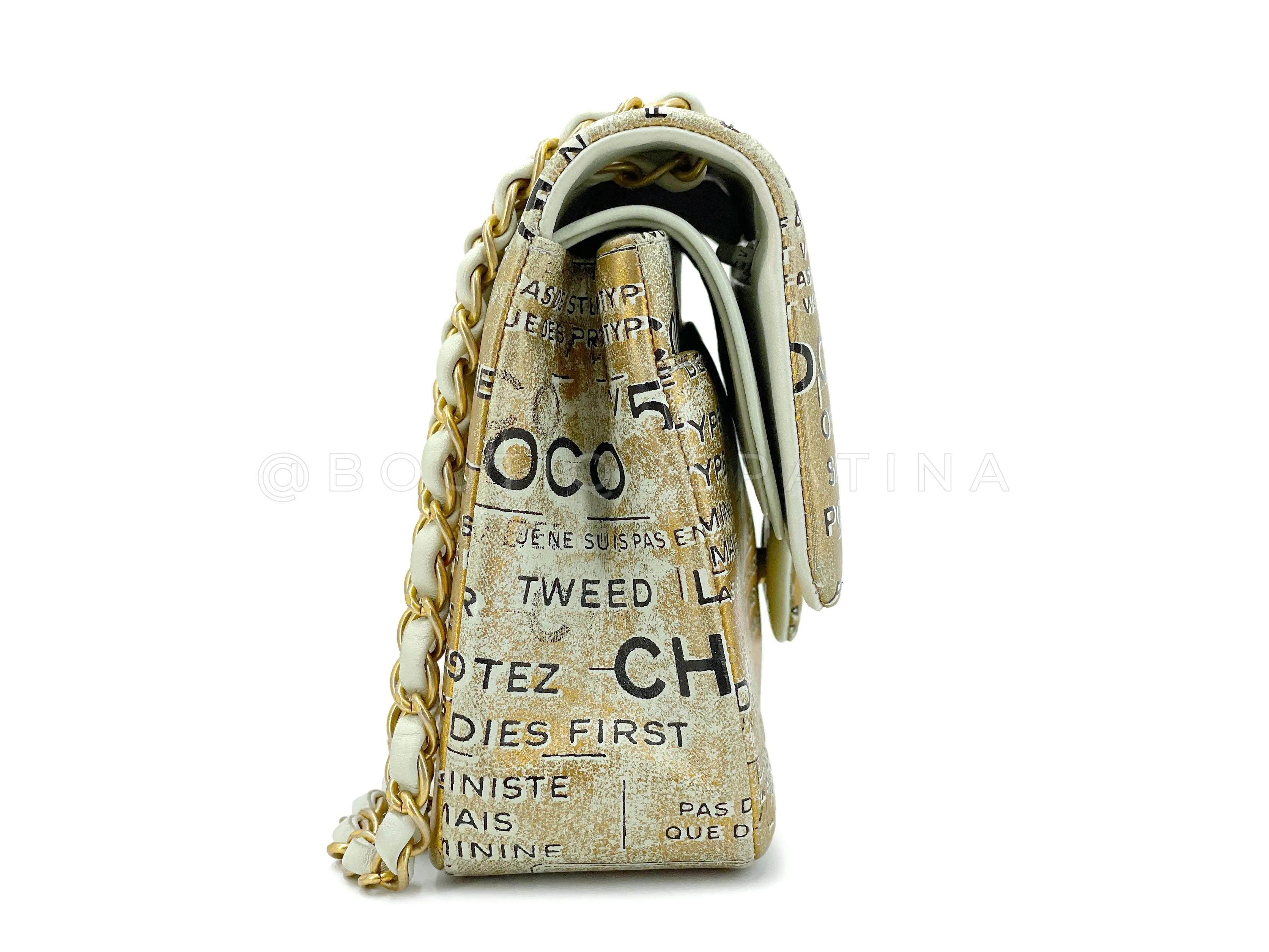 Chanel 2015 Graffiti Newspaper Medium Classic Double Flap Bag GHW Gold