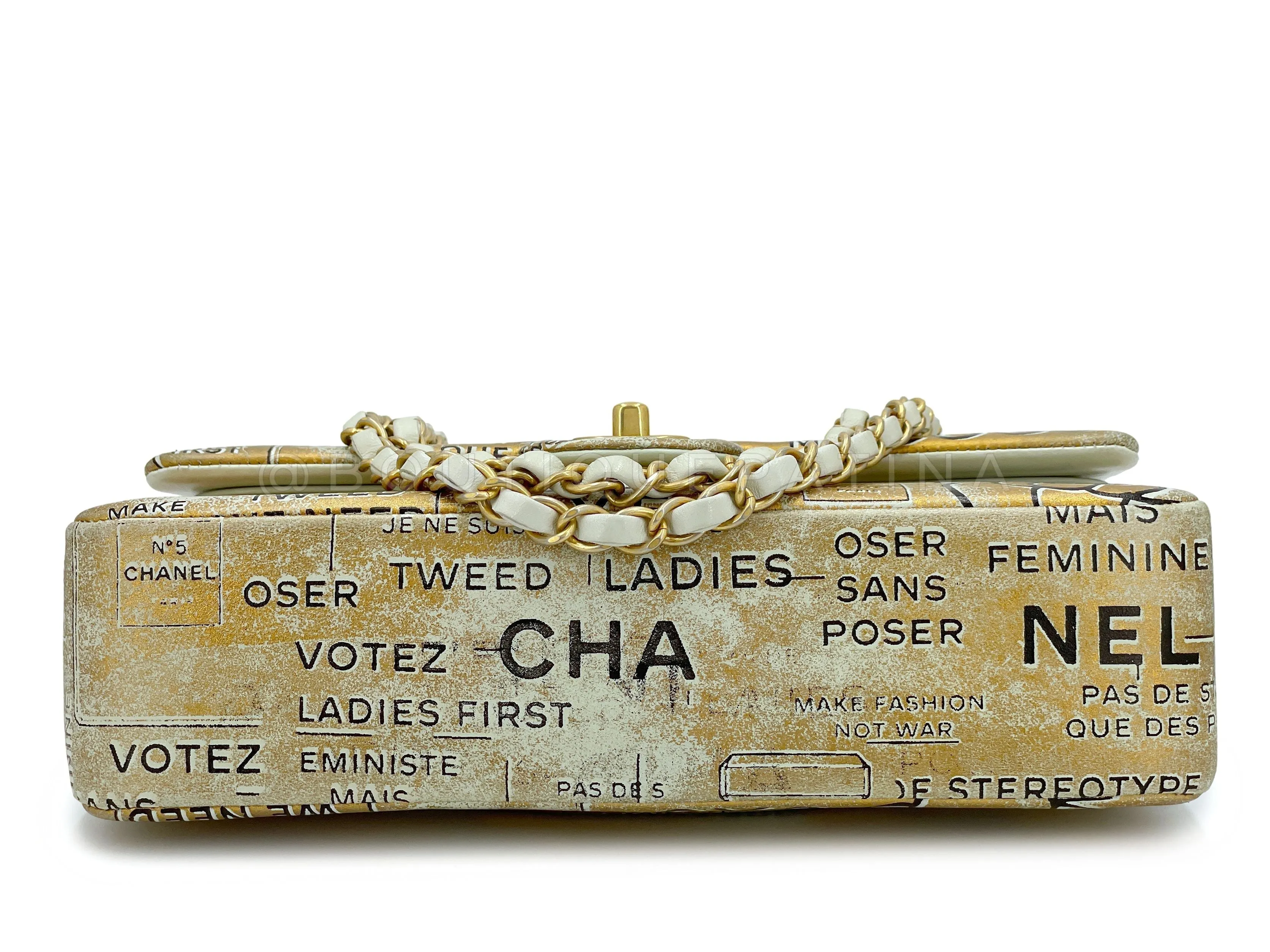 Chanel 2015 Graffiti Newspaper Medium Classic Double Flap Bag GHW Gold
