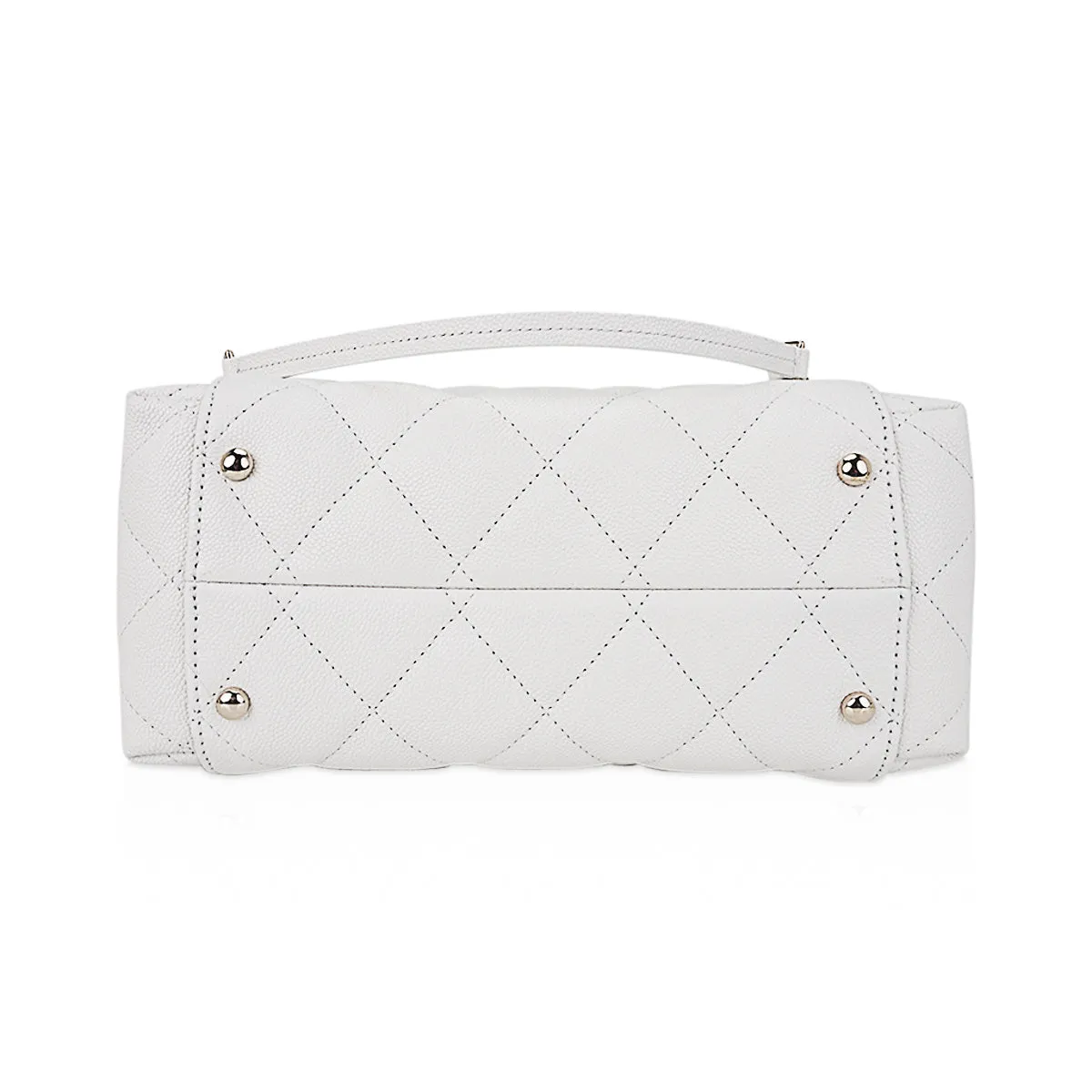 Chanel 2023 Limited Edition White Quilted Caviar Leather Large Tote Bag
