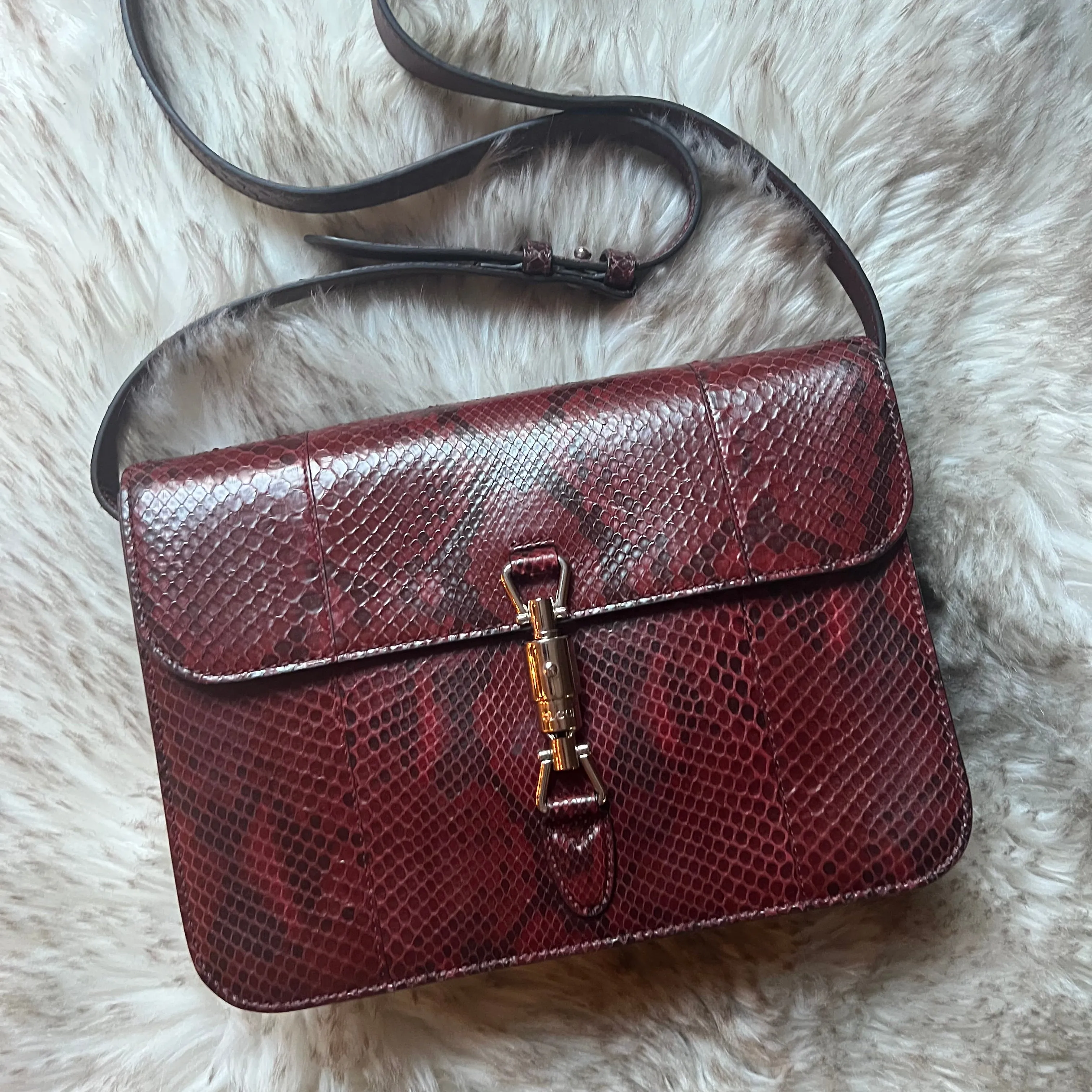 Gucci Python Jackie Flap Shoulder Bag