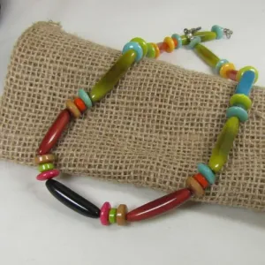 Multi Colored Tagua Nut Necklace