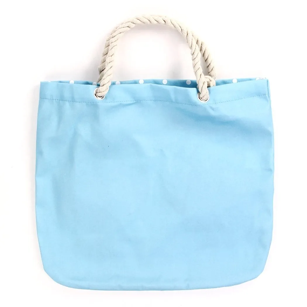 Personalized Rope Tote Bag with Sunglasses - Flamingos