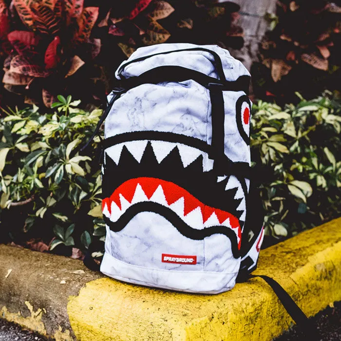 Sprayground Chenille White Marble Shark Top Loader