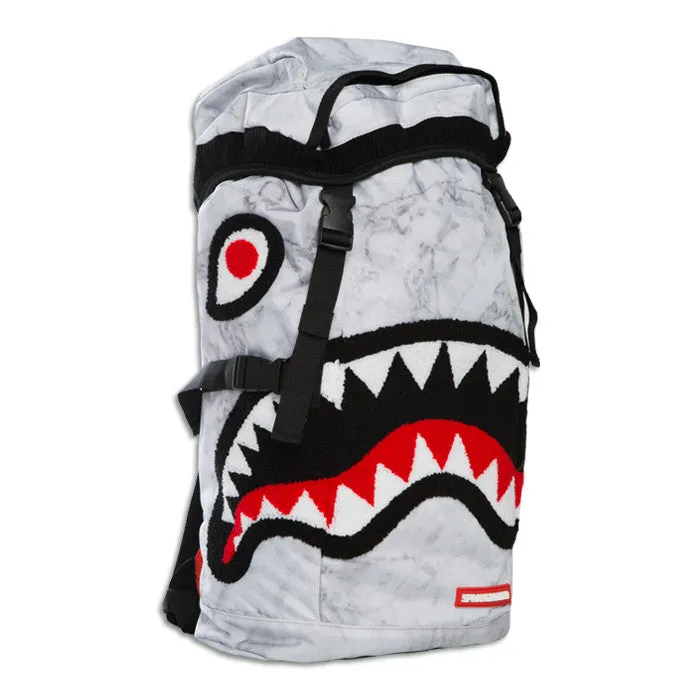 Sprayground Chenille White Marble Shark Top Loader
