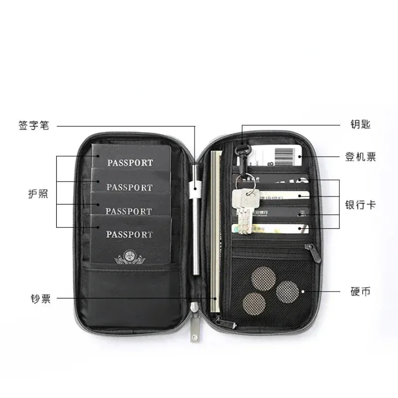 UAKISS  -  Family Passport Holder Portable Storage Bags Waterproof Nylon Case Organizer Travel Accessories Cover Document Bag Cardholder