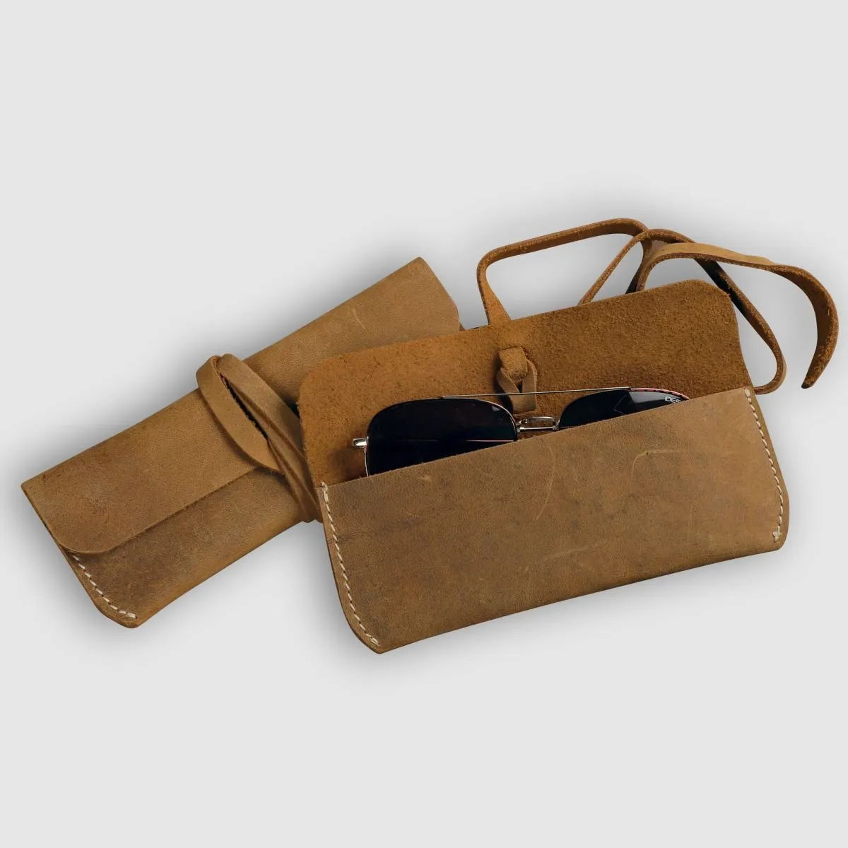 Unisex Leather Eyewear Case- Tan Brown