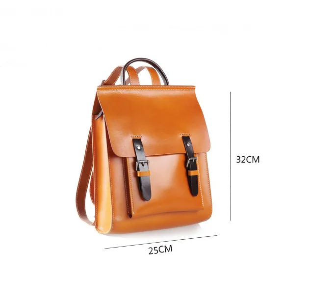 YAAGLE Unisex Bright Contrast Color Tanned Leather Backpack YGBR6026