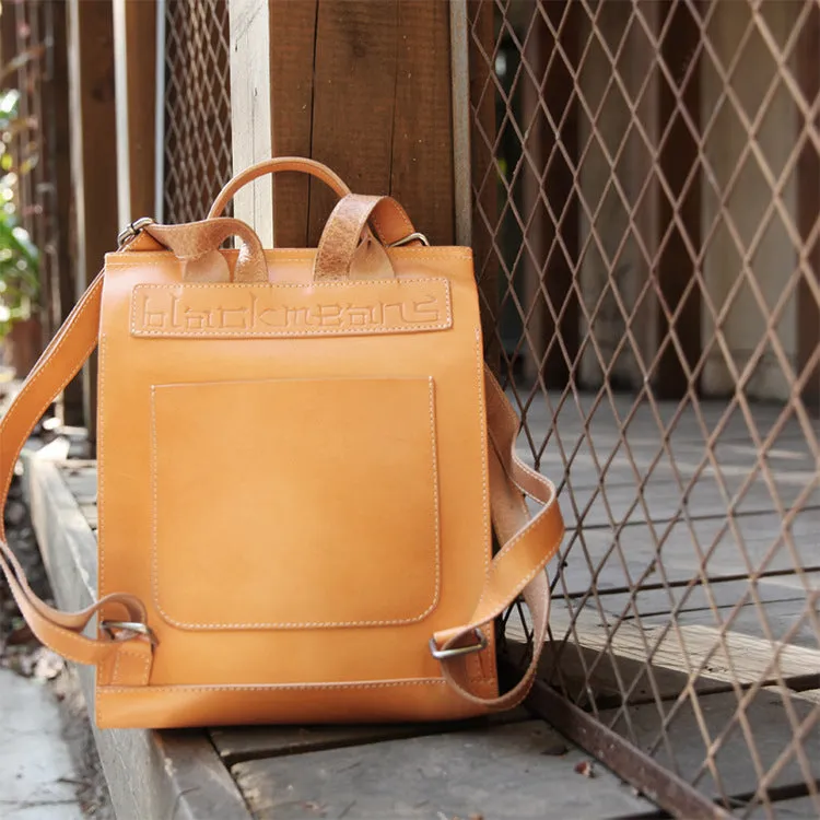 YAAGLE Unisex Bright Contrast Color Tanned Leather Backpack YGBR6026